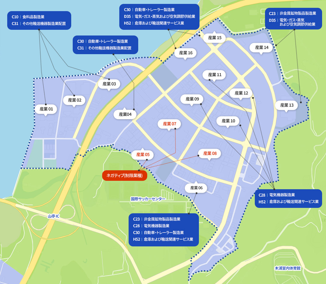 大陽産業団地 業種配置計画図